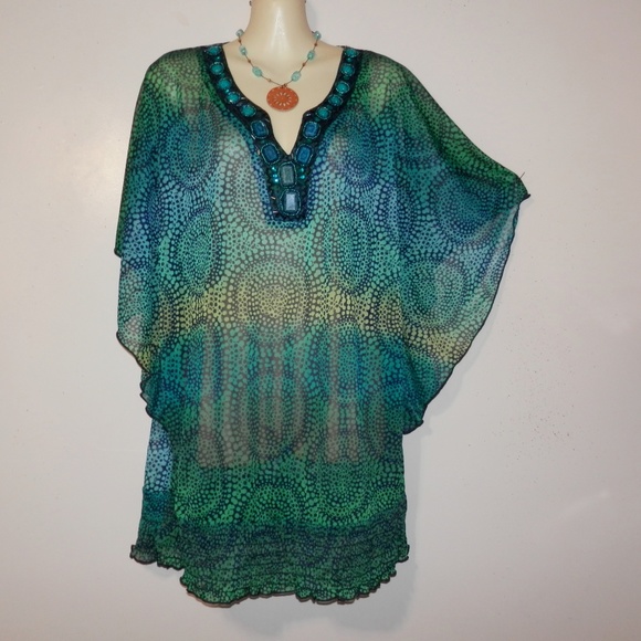 Maurices Tops - Maurices Top 1X Turquoise Jeweled Batwing Slv E375